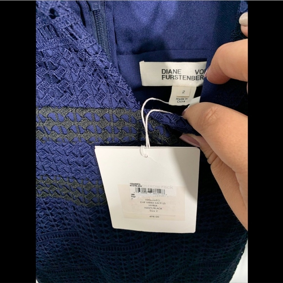 NWT Diane von Furstenberg Crochet Lace Dress SZ 2 - Picture 5 of 8